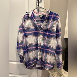 Old Navy Classic Shirt Size Medium Women’s Pink Plaid Button Front Cotton